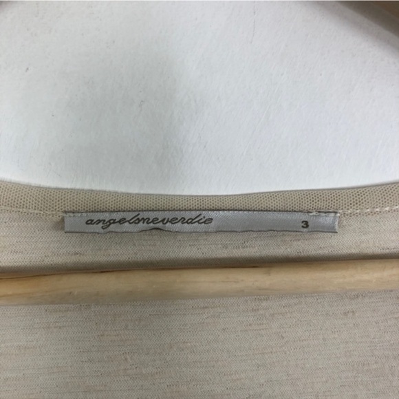 ANGELS NEVER DIE, Unique Sheer Arm Black Print Top, Medium, Small - Picture 6 of 8